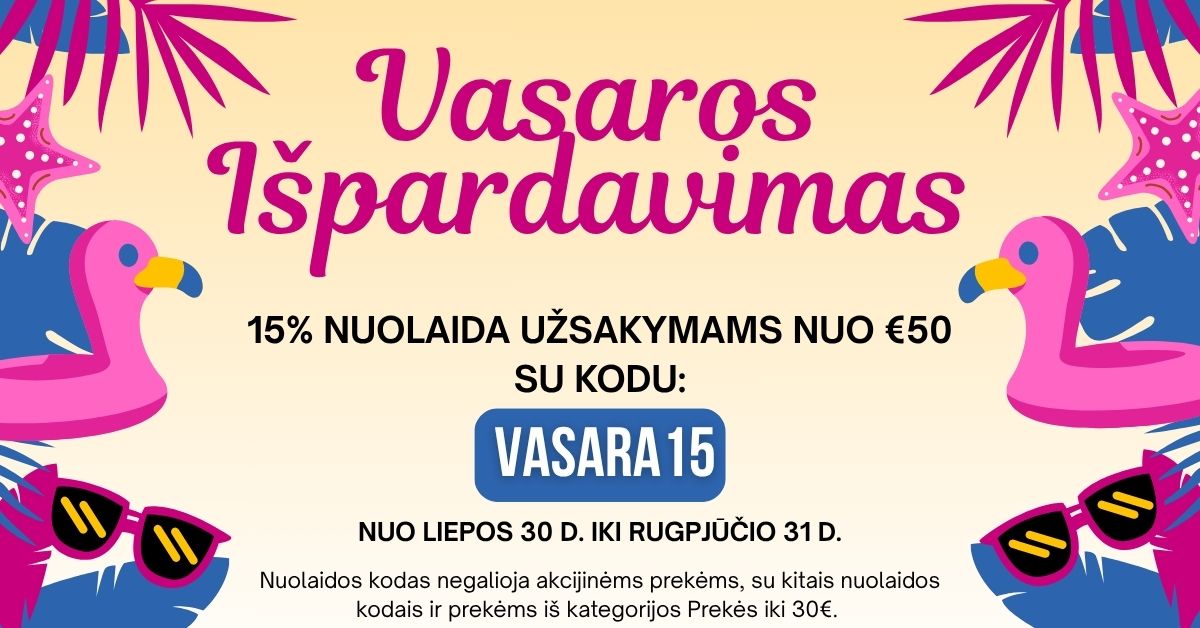 15% užsakymams nuo 50 €