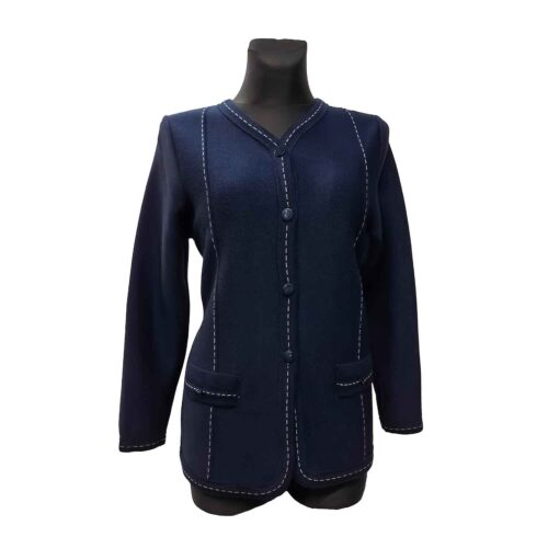 Mėlynas užsegamas moteriškas megztinis Miran top mel