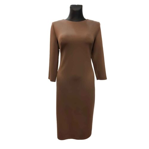 Ruda klasikinė suknelė žemiau kelių Color forta